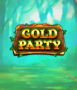 Enter the enchanted forest of Gold Party slot by Pragmatic Play, highlighting a rustically styled wooden sign adorned with golden letters. The setting is a green forest which adds a sense of mystery to the overall ambiance. Ideal for players who love magical and nature-inspired games, providing a delightful escape. 